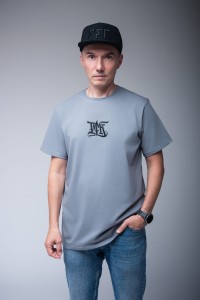 T-shirt PFK SQD BLACK haft szary